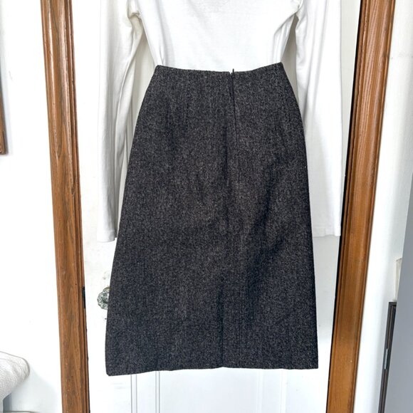 Tribal Grey Pencil Skirt | Asymmetrical Stitching | Business Casual Bottom - Picture 13 of 13